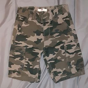 Boys army green cargo shorts